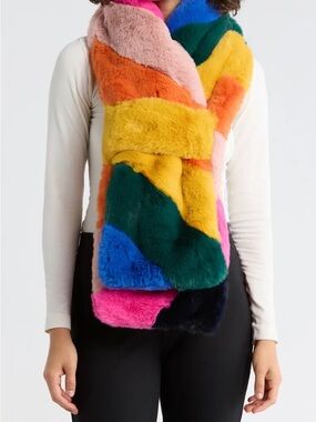 Faux Fur Rainbow Pull Though Scarf